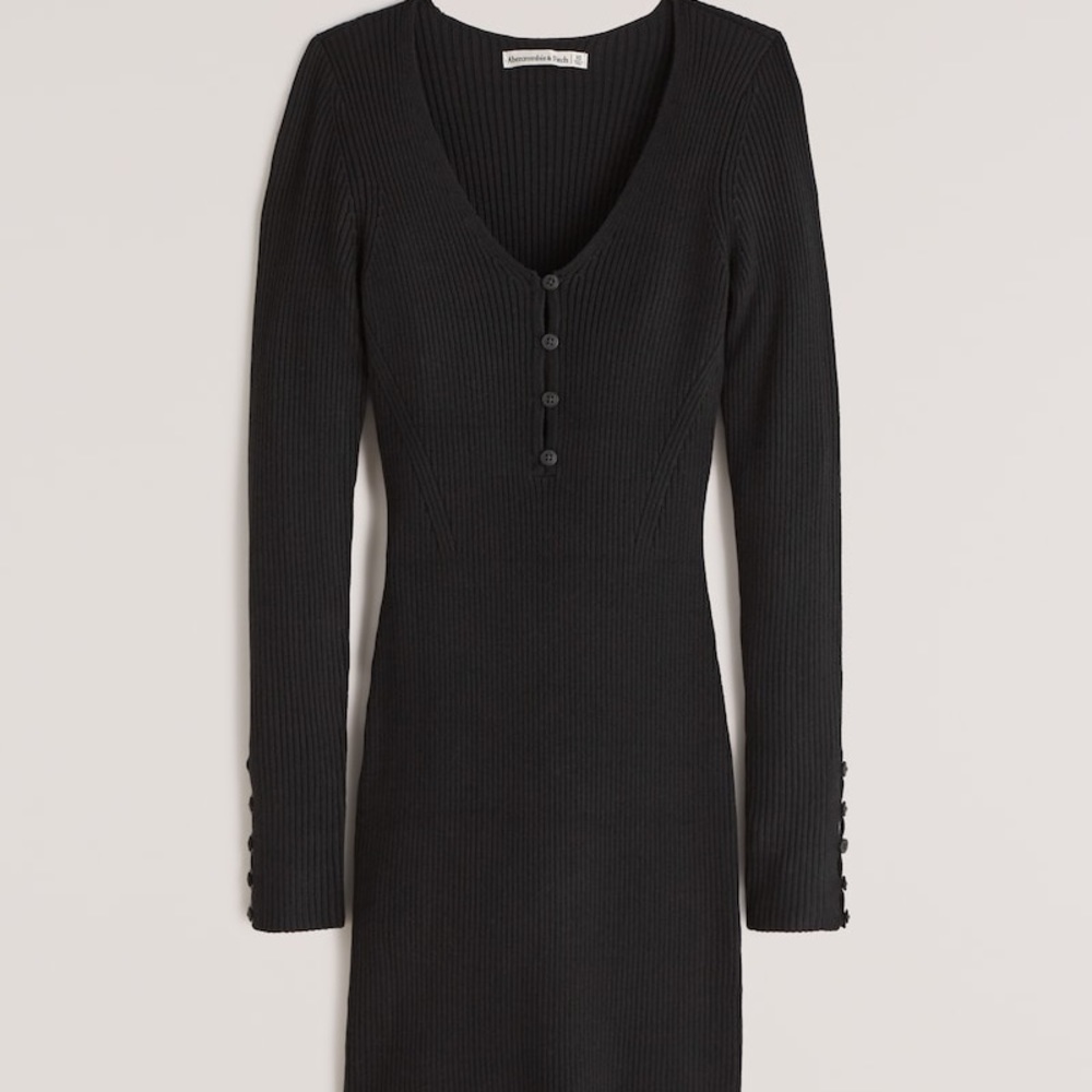Abercrombie Black Henley Sweater Dress NWOT
